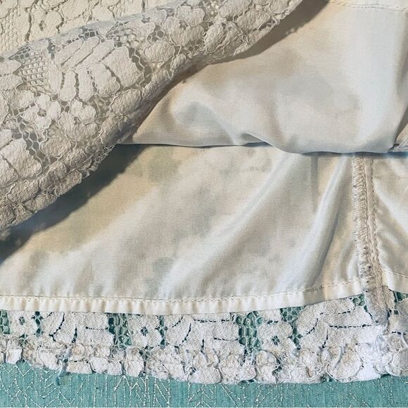 MERONA butterfly sleeve floral lace overlay top blouse cream color size S - Picture 7 of 13